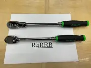 Snap-on Tools NEW 2PC 3/8" Drive GREEN Soft Grip Flex & Fixed Ratchet Lot Set