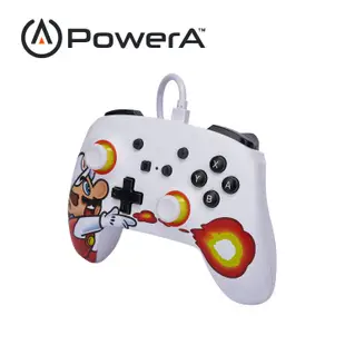 【PowerA】|任天堂官方授權| 增強款有線遊戲手把 (1526549-01)- 火焰瑪力歐-白 (10折)
