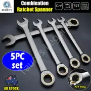 5PC CRV Geared Ratchet Ring Combination Spanner Set German Standard DIN3113