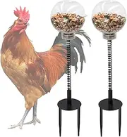 Oooct 2 Pack Chicken Peck Toys, Chicken Enrichment Toys, Chicken Swing Feeder, Chick Slow Feeder Toy, Chicken Coop Toys for Hens Poultry Duck Birds Parrots, Transparent