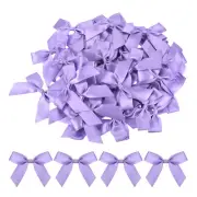50Pcs Mini Ribbon Bows 2.5" Mini Fabric Satin Ribbon Flower Bows Light Purple