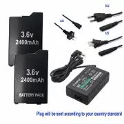 2PK Rechargable Battery + Adapter Charger For PSP 2000 Series 2001 PSP 2002 2003