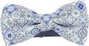 [KAWAMOUSE] Adjustable Pre-tied bow tie for Men (Vintage Portugal Pattern) Elegant Cute Bowties for Dogs Cats Pets, Pattern as Shown