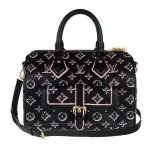 【LOUIS VUITTON 路易威登】M20852 經典SPEEDY 25 系列雙色MONOGRAM肩背手提兩用包(全新展示品-黑色)