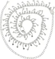 [SHERCHPRY] Rhinestone Clothing Waist Chain Fashion Belts Costume Necklace Rhinestones Body Jewelry Waist Chains for Women Necklaces for Women Initial Beachy Necklaces Silver Copper Chain