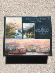 Thomas Kinkade Ceaco Three Full Size Deluxe Jigsaw Puzzles Sets.