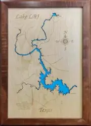 Lake LBJ, TX - Laser Cut Wood Map | Wall Art | Made to Order