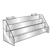 24-1/2" x 6-1/2" x 9" Lucite Clear Acrylic Slatwall Three Tier Bin Store Retail