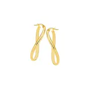9ct Gold 30mm Polish Half Round Oval Wave Hoop Earring