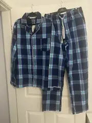 Peter Alexander Mens Pyjama Set Blue Check Medium