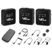 Wireless Lavalier Microphone System, 2.4GHz Dual Channel Wireless Lapel Mic w...