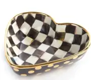 Mackenzie Childs Courtly Check Large Ceramic Heart Bowl