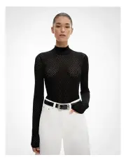 [Witchery] Lace High Neck Knit Jumper in Black