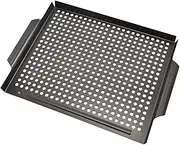 Mobestech 1pc Grilled Fish Pan Non Stick BBQ Tray Easy Clean Barbecue Plate for Home Camping Capacity for Steaks Eggs More Microwave Dishwasher Safe Black