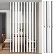 8 Pack Wall Partition Room Divider, Wood Wall Divider Slats Screen Partition Post Floor to Ceiling, Decorative Privacy Screens Room Separation Deviders Column, for Hotel Office(White,225cm/88.