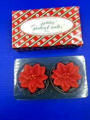 Box Set Of 2 Avon Vintage Floating Christmas Candles ~ Poinsettia 1983 NIB
