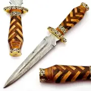 AWESOME RARE CUSTOM HAND MADE DAMASCUS DAGGER KNIFE WALNUT WOOD WITH OLIVE WOOD