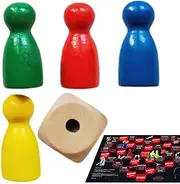 Game Board Pieces | 4 Chess Pieces Wooden Game Pawns,Small Multicolor Board Accessories Portable Checkers Components for Family