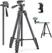 CAMBOFOTO 185 cm Horizontal Tripod for iPhone/Camera, Overhead Tripod Mobile Phone Flexible Mobile Phone Tripod for Video Recording/Carry Bag
