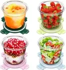 4 Pack Glass Meal Prep Containers with Airtight Lids, Leak-Proof Soup Stew Food