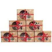 12Pcs Christmas Cookie Box Food Kraft Baking Box for Packaging Cakes9553