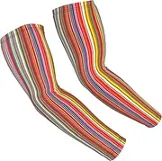[FSCEV] Colorful Stripes. Sun Protection Arm Sleeves Outdoor Essentials Cooling Compression Golf Hiking Cycling
