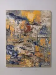 original abstract acrylic painting on canvas " Italian Villa"