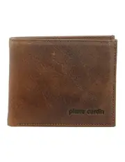 [PIERRE CARDIN] Italian Leather Bi-Fold Wallet in Cognac