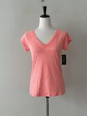 Ideology Womens Sz XS Rapidry Performance Short Sleeves V-Neck T-Shirt Top Peach