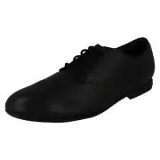 Girls Clarks 'Finja Brogue O' Black Leather Lace Up School Shoes