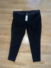 NEW EILEEN FISHER Black Tencel Ponte Pants Side Seam Nylon Stripe 3X P4052X $248