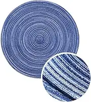 Placemats for Dining Table, Round Woven Dinner Mats Set of 4 (30cm/11.8", Blue)