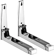 Microwave Mount Bracket, 2pcs Stainless Steel Foldable Microwave Shelf, Length Adjustable Microwave Wall Bracket, Strong Load Microwave Oven Wall Mount Bracket for Home Kitchen