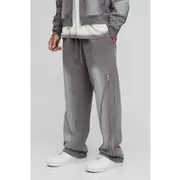 Mens Grey Relaxed Fit Zip Detail Spray Wash Jogger