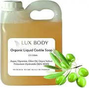 Lux BodyPure Organic Liquid Castile Soap - Thick & Concentrate. Free of: Palm Oil, Parabens, Sulfates, Mineral Oil, Phthalates, Formaldehyde, PEGs and it's also Gluten-Free, Non-GMO, 2.5Litres