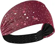 [Yoogain] Sketch Glitter Ruby Design Red Gold Cooling Womens Headbands Fashion Elastic sweatbands for Women for Workouts Washing face Running Gym