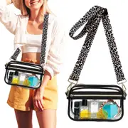 Clear Crossbody Bag Stadium Approved Clear Purse with Leopard Print Shoulder Strap