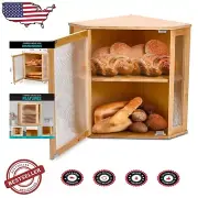 Beautiful Corner Bread Storage Box – Dishwasher Safe Bamboo with Acrylic Door