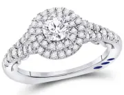 2/3 Carat (ctw) Diamond Engagement Step Halo Ring in 14K White Gold