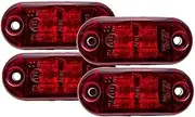 Baceyong Automotive Side Marker Light, 4pcs 12V/24V LED Universal Warning Light for Trucks Trailers Vans Caravans Trucks, Red Lighting