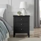 Zara Fluted 3 drawer side table - black