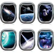 6 Pieces 3D Space Capsule Window Wall Decal Outer Space Wall Stickers Spacecraft