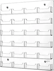 Lincia 24 Pockets Business Card Holder Wall Mount Multi Pockets Business Card Holder Display Rack Horizontal Clear Acrylic Display Documents Brochures Hanging Organizing for Office