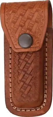 Folding Knife Sheath Case Brown Leather fit Folding 3 1/2" to 4" Closed SH1131