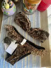 Zimmermann Tali Mesh Ruffle Bikini Swim Two-piece Brown Paisley Floral Sz 6 NWT