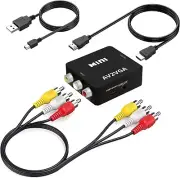RCA to HDMI Converter, AV to HDMI Adapter, 1080P Mini RCA Composite CVBS AV t...