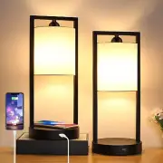 TOBUSA Wireless Charging Touch Control Table Lamps Set of 2, Bedside Nightsta...
