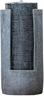 Protege Two Tone Solar Tower Fountain Water Feature, Contemporary Design, with Panel Kit, LED Lights