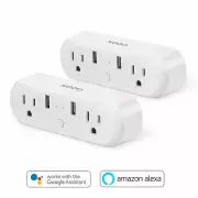 XODO WiFi Smart Plug Power Switch, 2 Outlet 2 USB Alexa Echo Smart Home 2-Pack