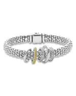 Lagos Two Tone Caviar Lux Five Ring Bracelet with Diamonds, 0.3 tcw